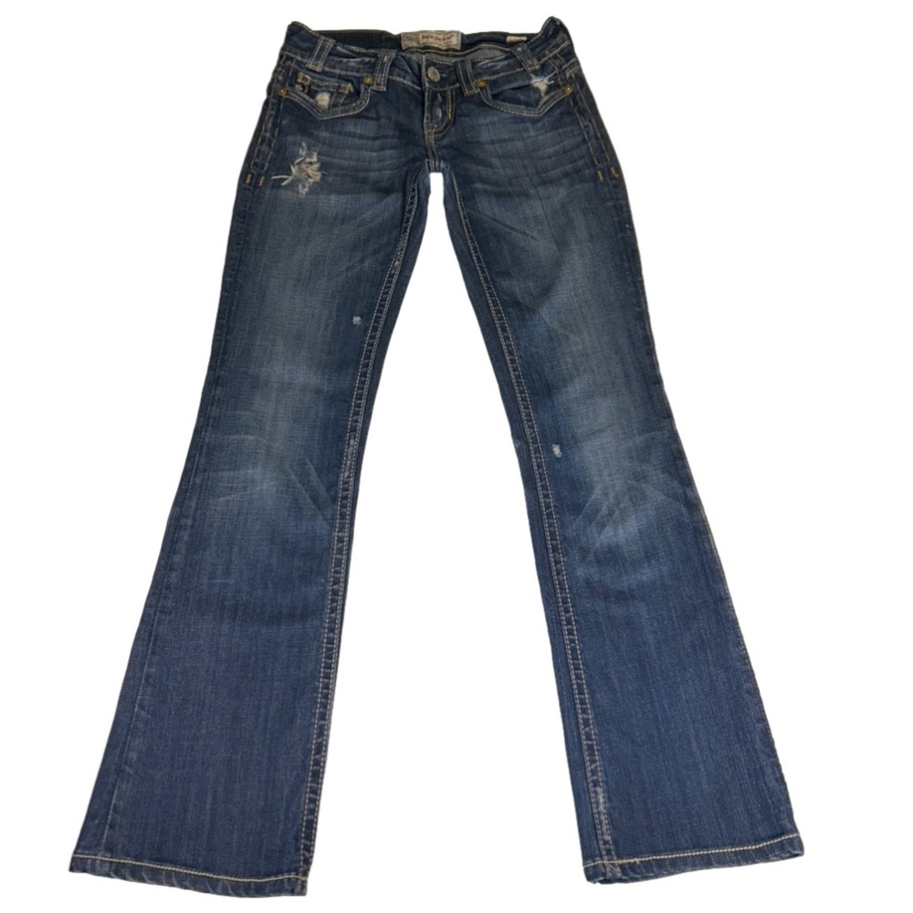 MEK DENIM Distressed Oaxaca Boot Cut Jeans Size: 25x34